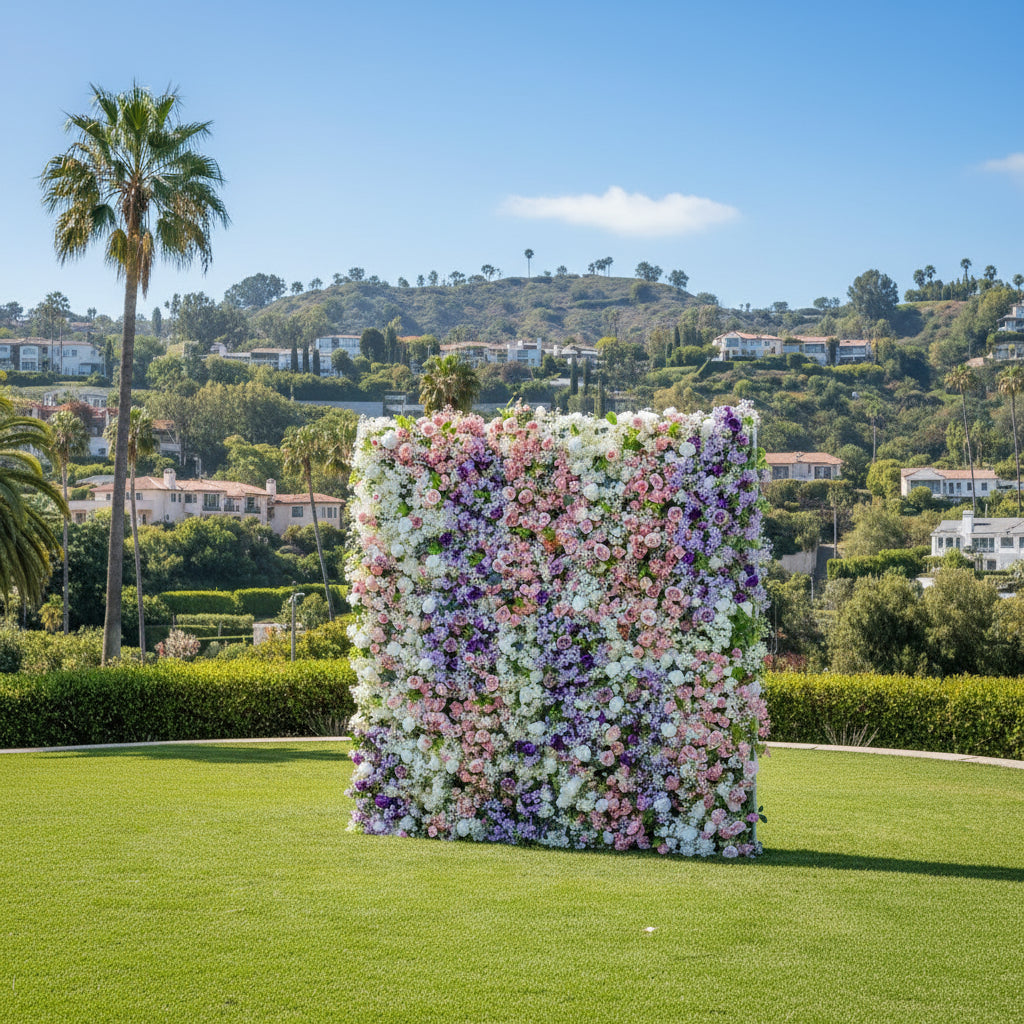 Into The Meadow Pink, White and Purple Premium Flower Wall - 046