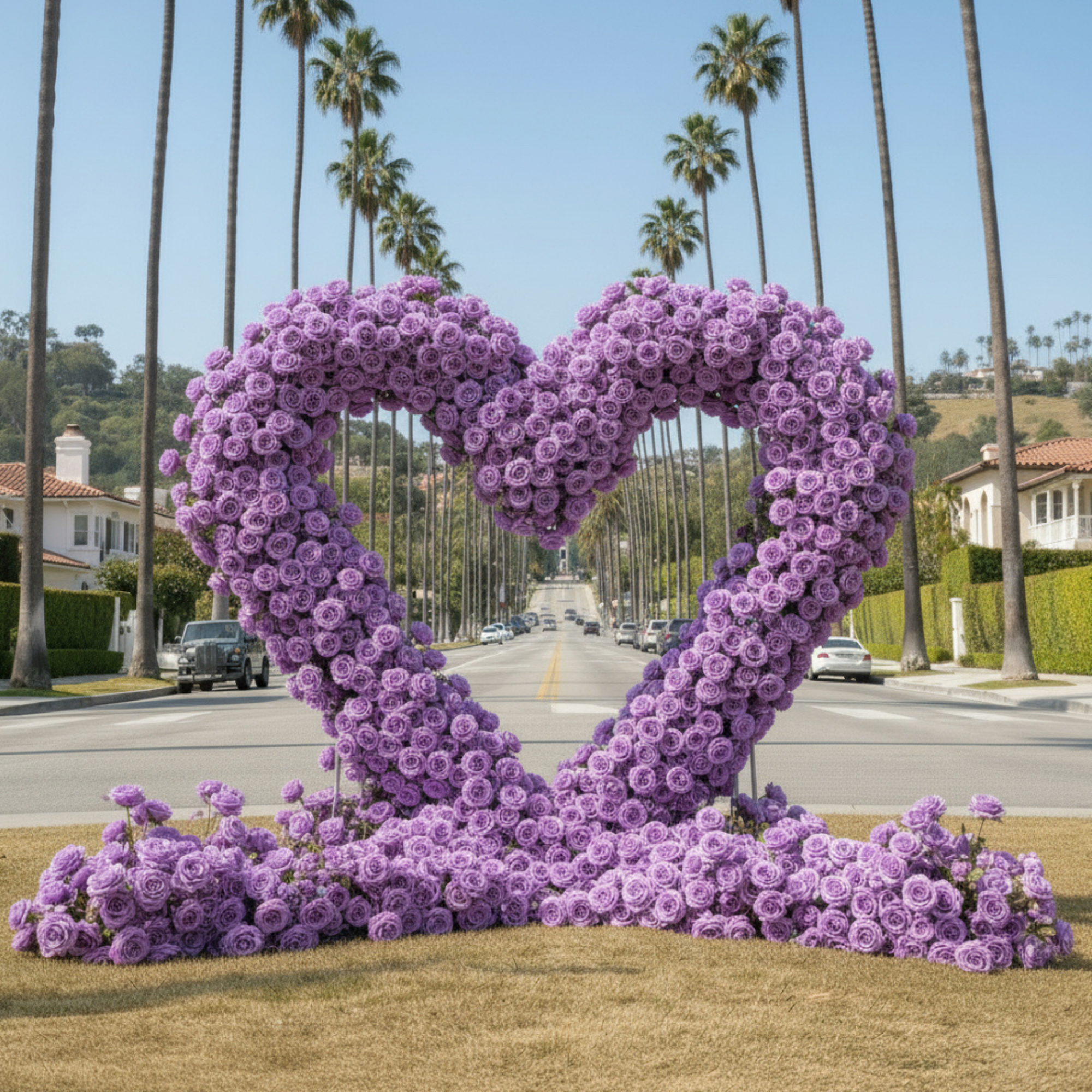 Light Purple Premium Deluxe Rose Heart Flower Arch #4924