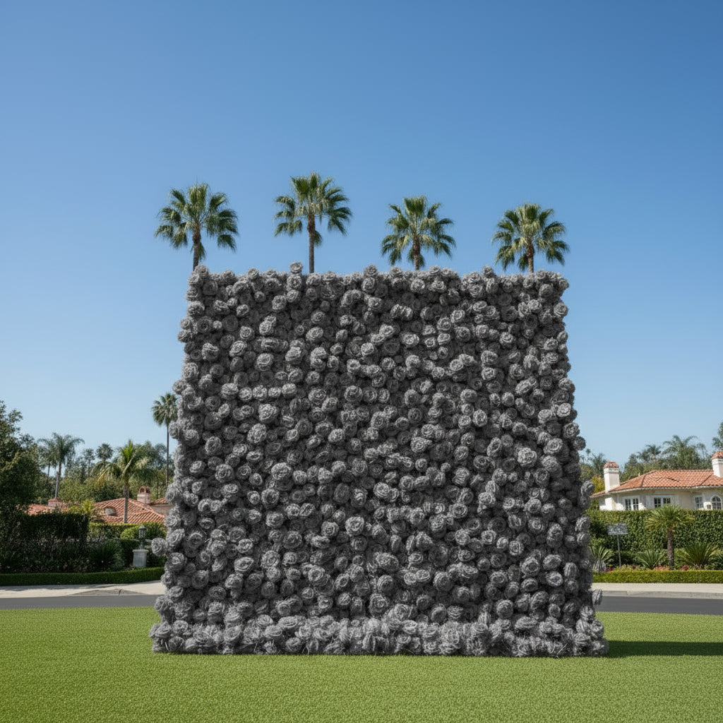 Dark Grey Wild Rose Flower Wall Backdrop - 243