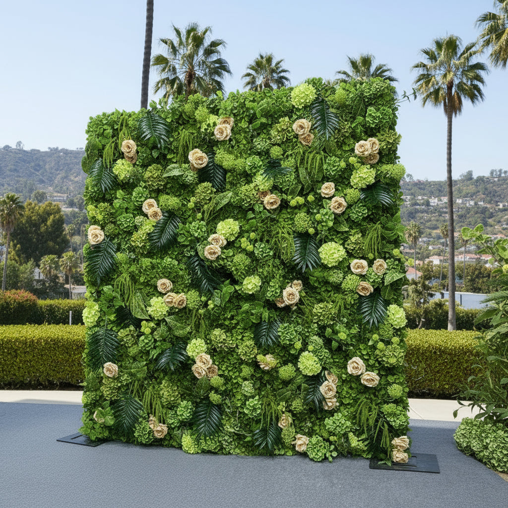 Tan Rose Greenery Moss Premium Flower Wall - 517