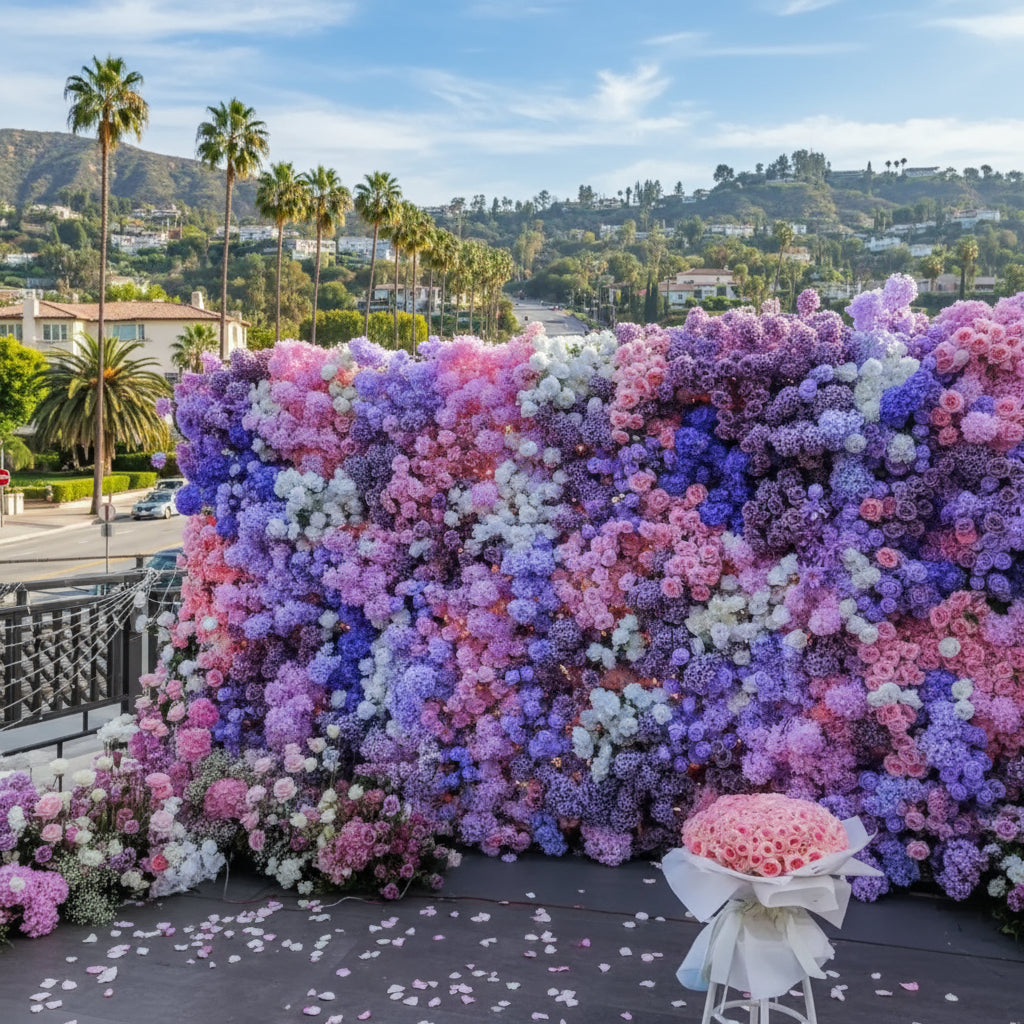 Premium Pink, White and Purple Swirl Premium Flower Wall - 350