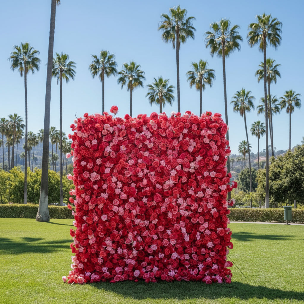 Light Pink & Hot Pink Wild Rose Premium Flower Wall - 019
