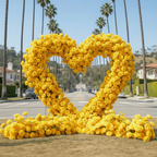 Yellow Premium Deluxe Rose Heart Flower Arch #4925
