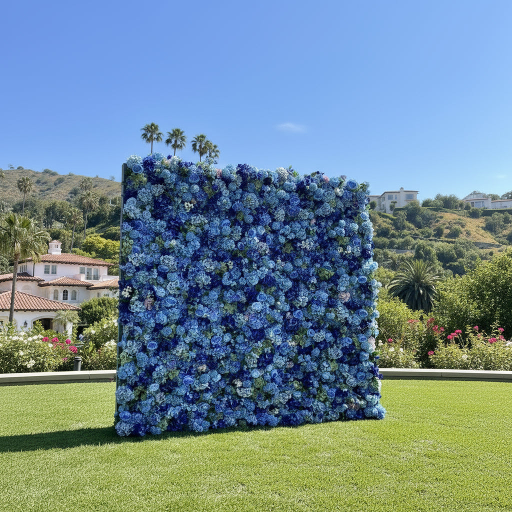 Dark and Light Blue Premium Flower Wall - 1034
