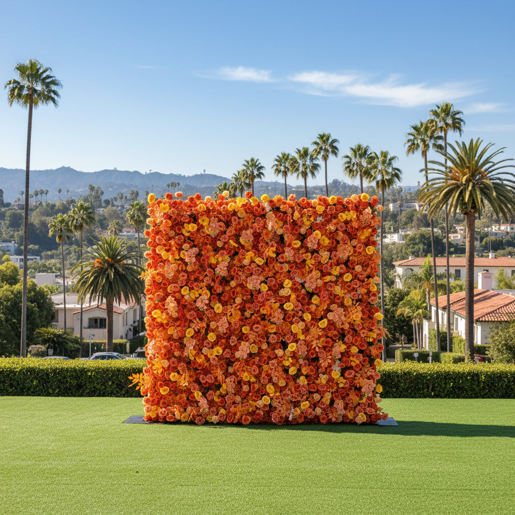 All Orange Premium Wild Rose Flower Wall - 195
