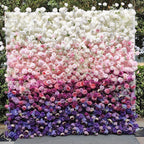 Purple, Pink & White Premium Rose Flower Wall - 111