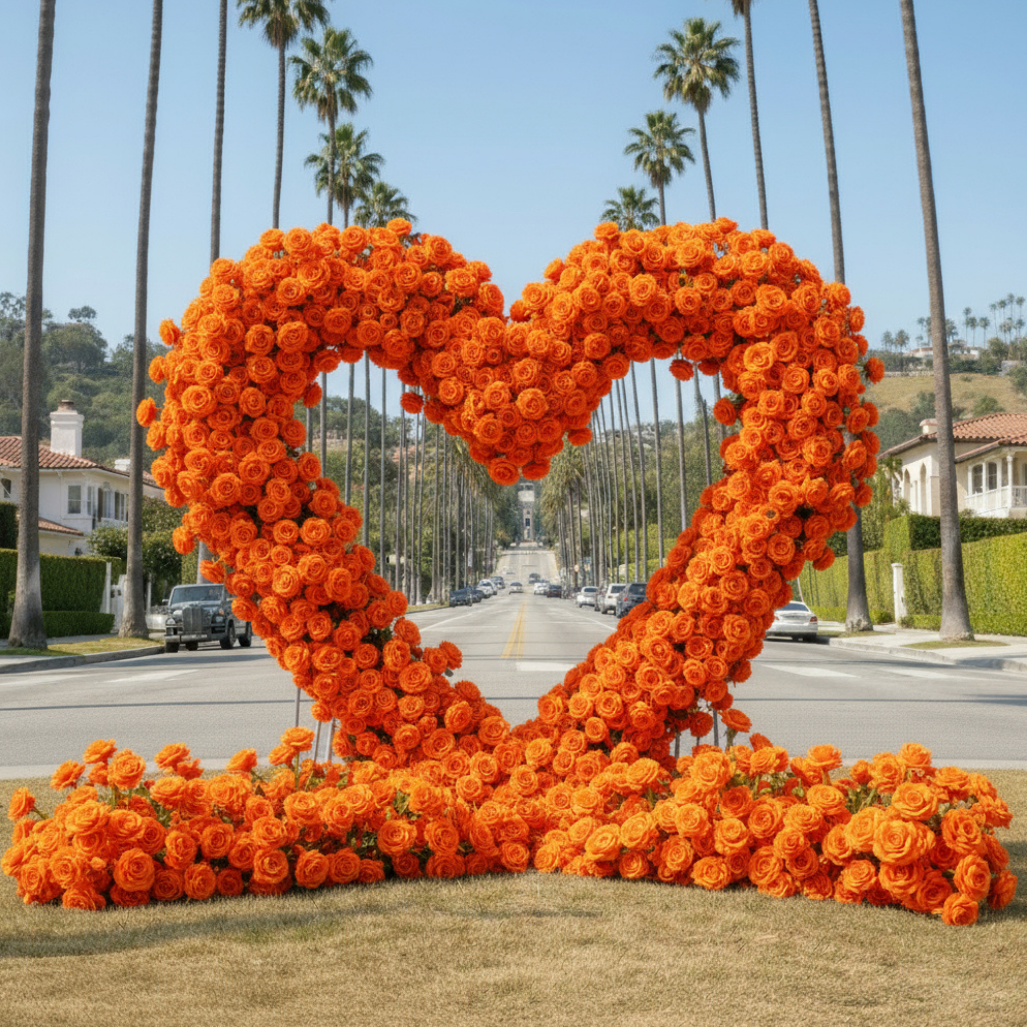 Orange Premium Deluxe Rose Heart Flower Arch #4926