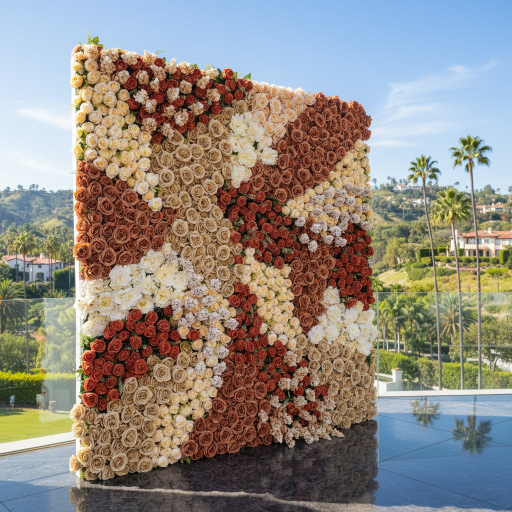 Brown, Tan and Cream Premium Rose Flower Wall - 323