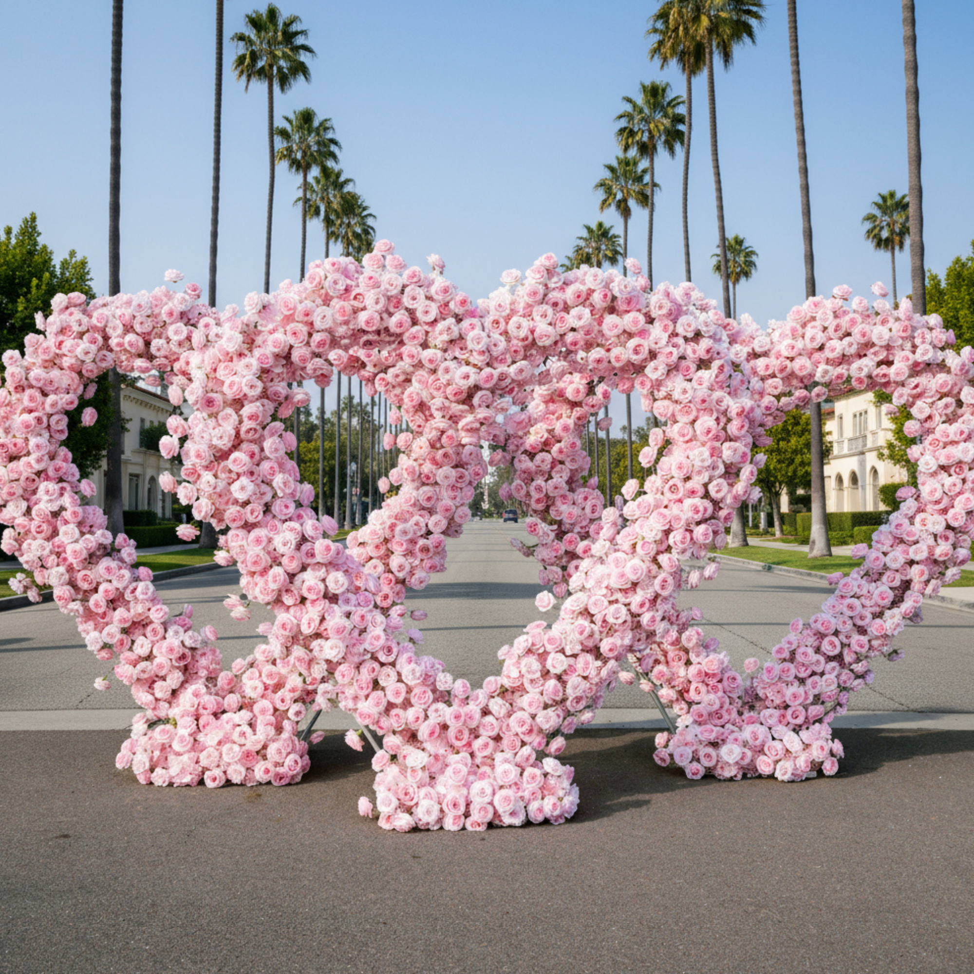 Dark Pink Classic Wild Rose Flower Heart Arch #4935