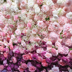 Purple, Pink & White Premium Rose Flower Wall - 111