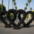 Black Classic Wild Rose Flower Heart Arch #4930
