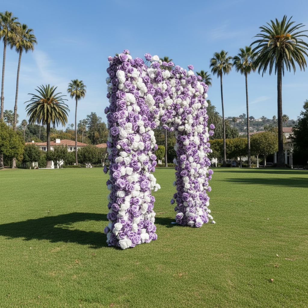 Purple & White Wild Rose Premium Floral Square Arch - 5005