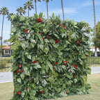 Dark Red Tropical Greenery Premium Wall - 523