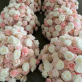 White Ivory Pink Wild Rose Premium Flower Ball - 1039