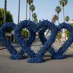 Dark Blue Classic Wild Rose Flower Heart Arch #4938