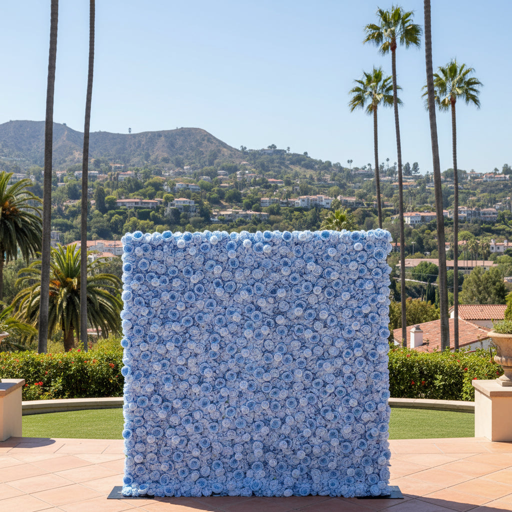 Classic Light Blue Pink Rose Flower Wall - 241