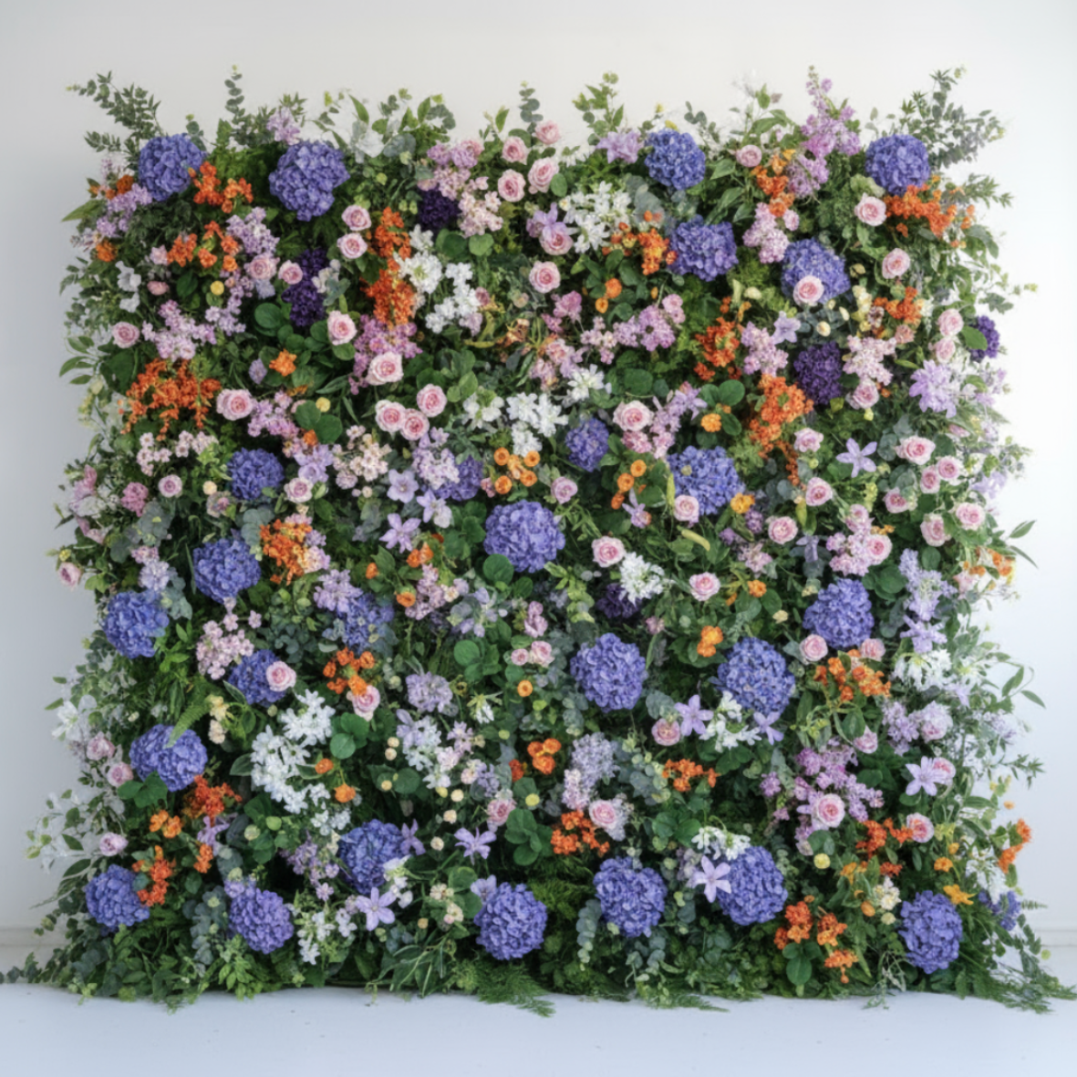 Purple Lavender Orange Greenery Premium Flower Wall Backdrop - 535