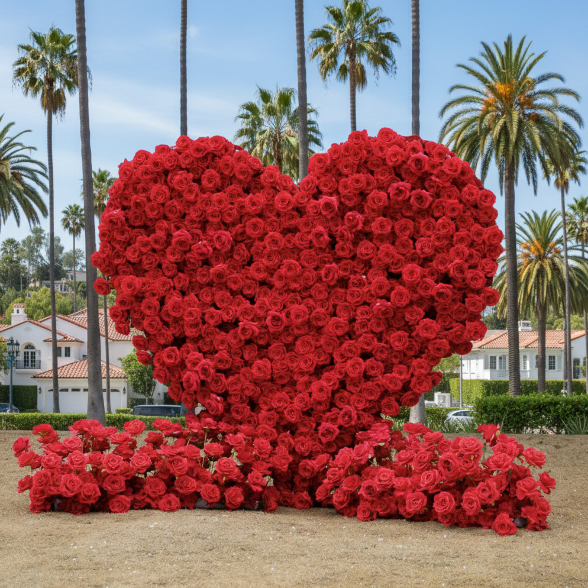 Red Premium Wild Rose Heart Flower Arch #4903