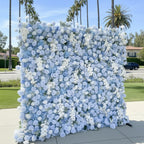 Blue & White Wild Rose Premium Flower Wall - 135