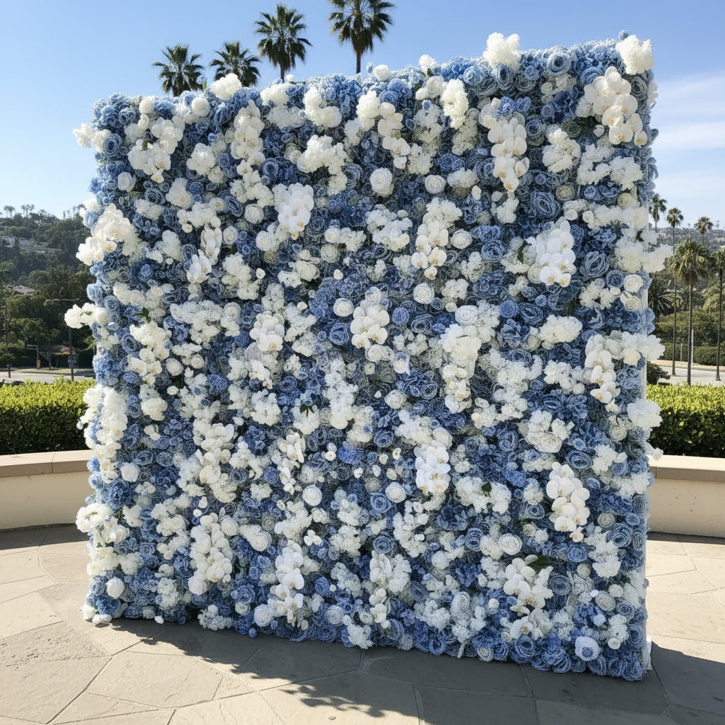 Dripping Florals Blue and White Premium Flower Wall - 145