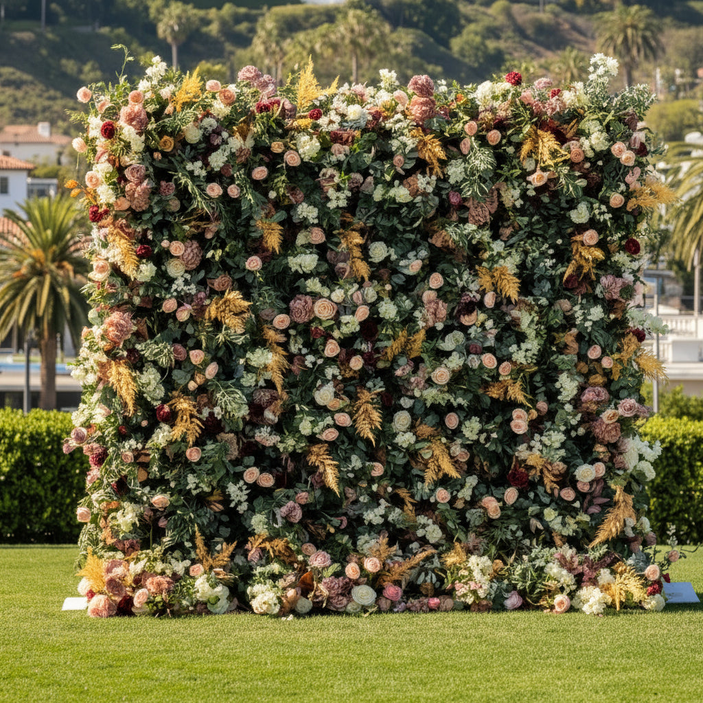 Orange Blush Greenery Premium Flower Wall - 172