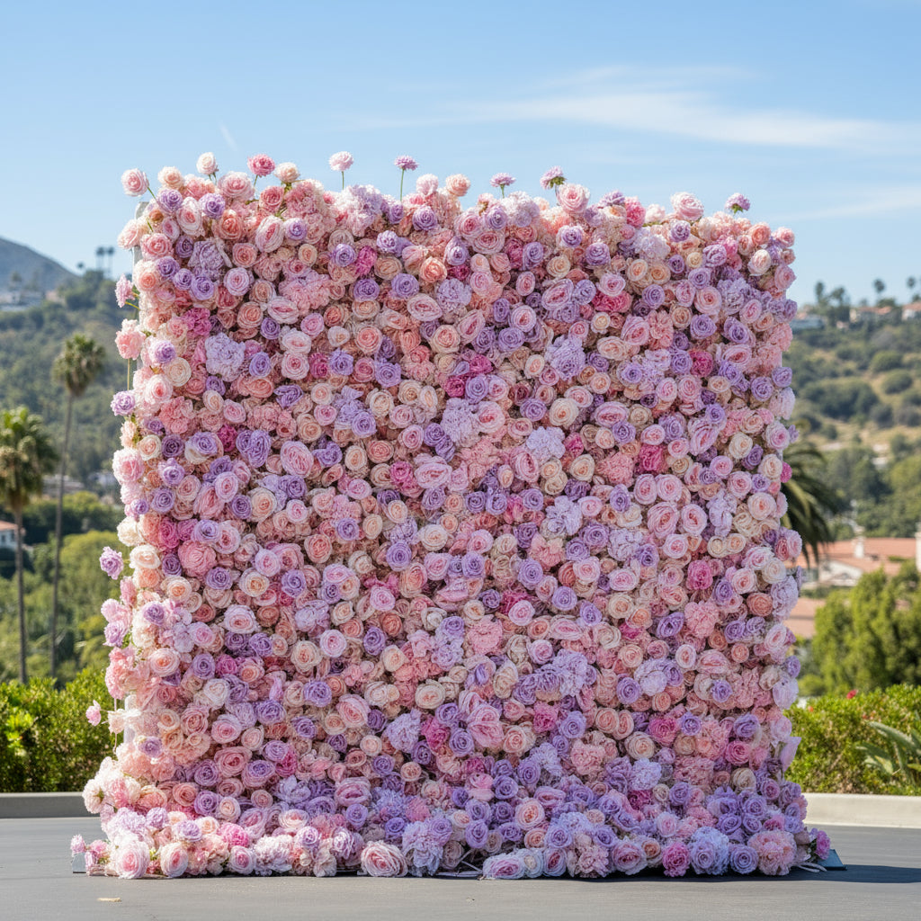 Premium Purple and Pink Wild Rose Flower Wall - 010