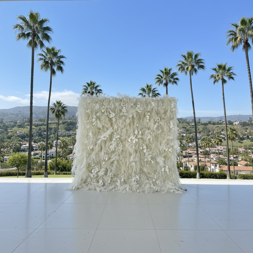 Into The Meadow White Ivory Flower Wall - 040