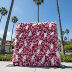 Dripping White, Hot Pink & Purple Premium Flower Wall - 141