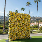 Yellow Lemon Burnt Orange Premium Rose Flower Wall - 012