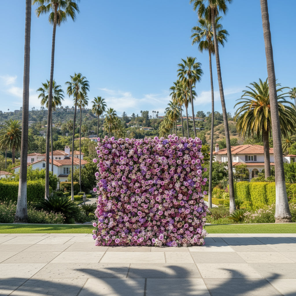 Purple Lavender Wild Rose Premium Flower Wall - 153