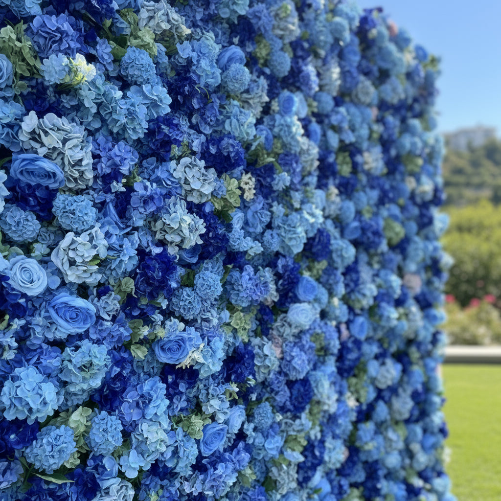 Dark and Light Blue Premium Flower Wall - 1034