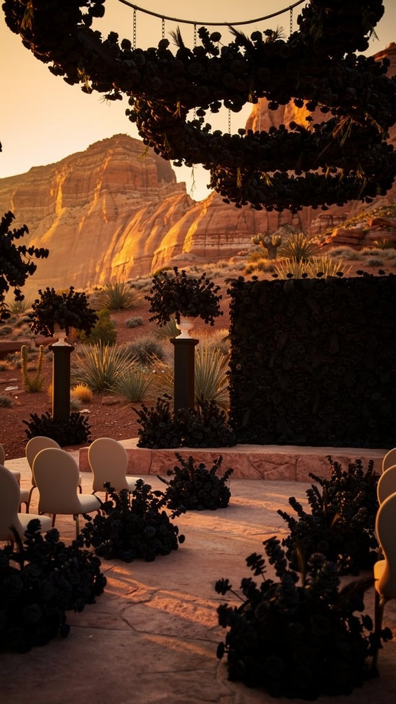 Black Wild Rose Feather Wall - 026