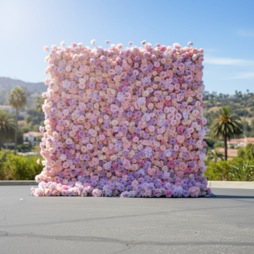 Premium Purple and Pink Wild Rose Flower Wall - 010