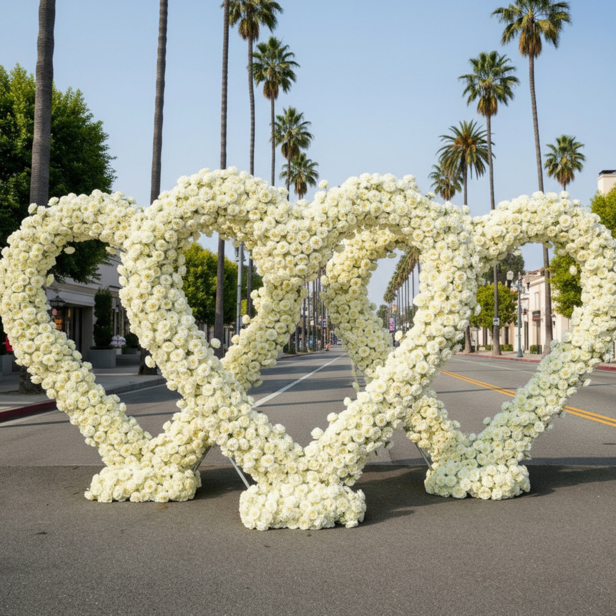 White Classic Wild Rose Flower Heart Arch #4932