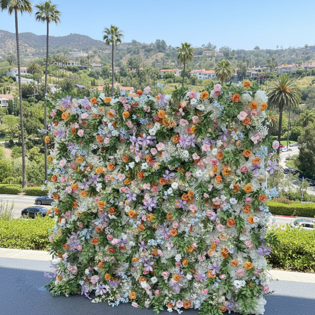 Pink, Purple, Orange and White Premium Flower Wall - 274