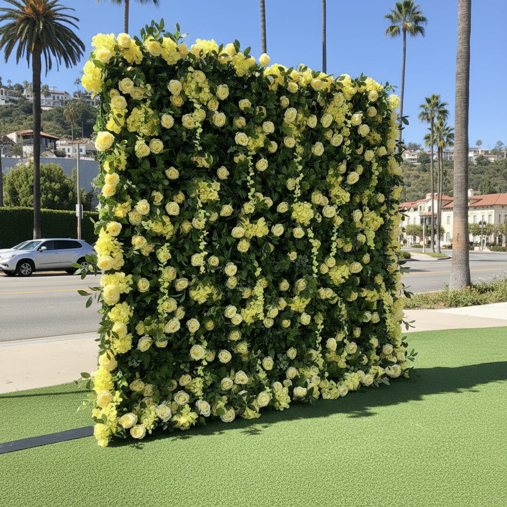 Dripping Yellow Premium Floral Greenery Wall - 098