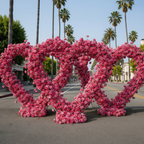 Dark Pink Classic Wild Rose Flower Heart Arch #4934