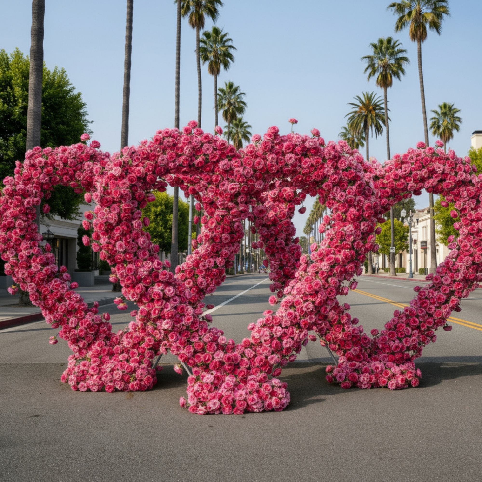 Dark Pink Classic Wild Rose Flower Heart Arch #4934