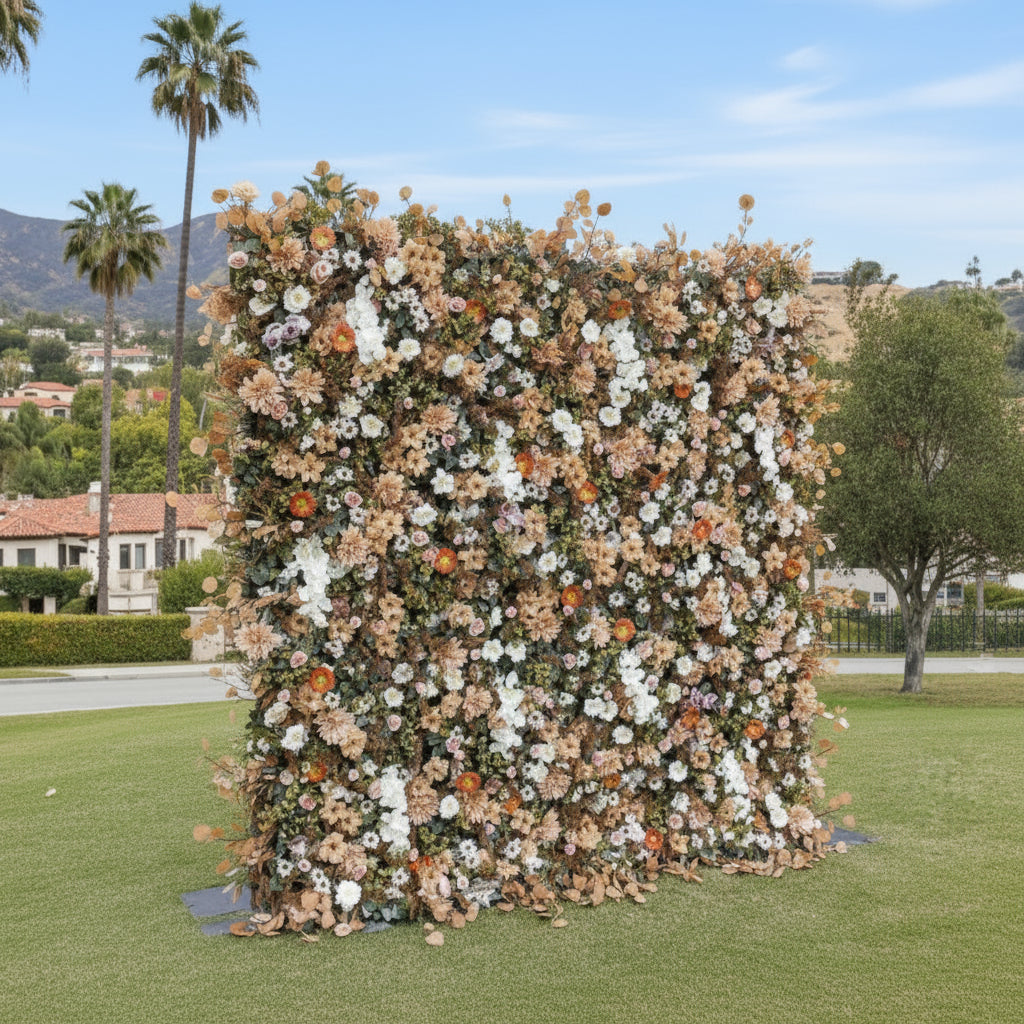 Into the Meadow Dripping Orange & Brown Sunflower Premium Flower Wall - 035