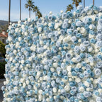 White & Baby Blue Premium Rose Flower Wall - 157