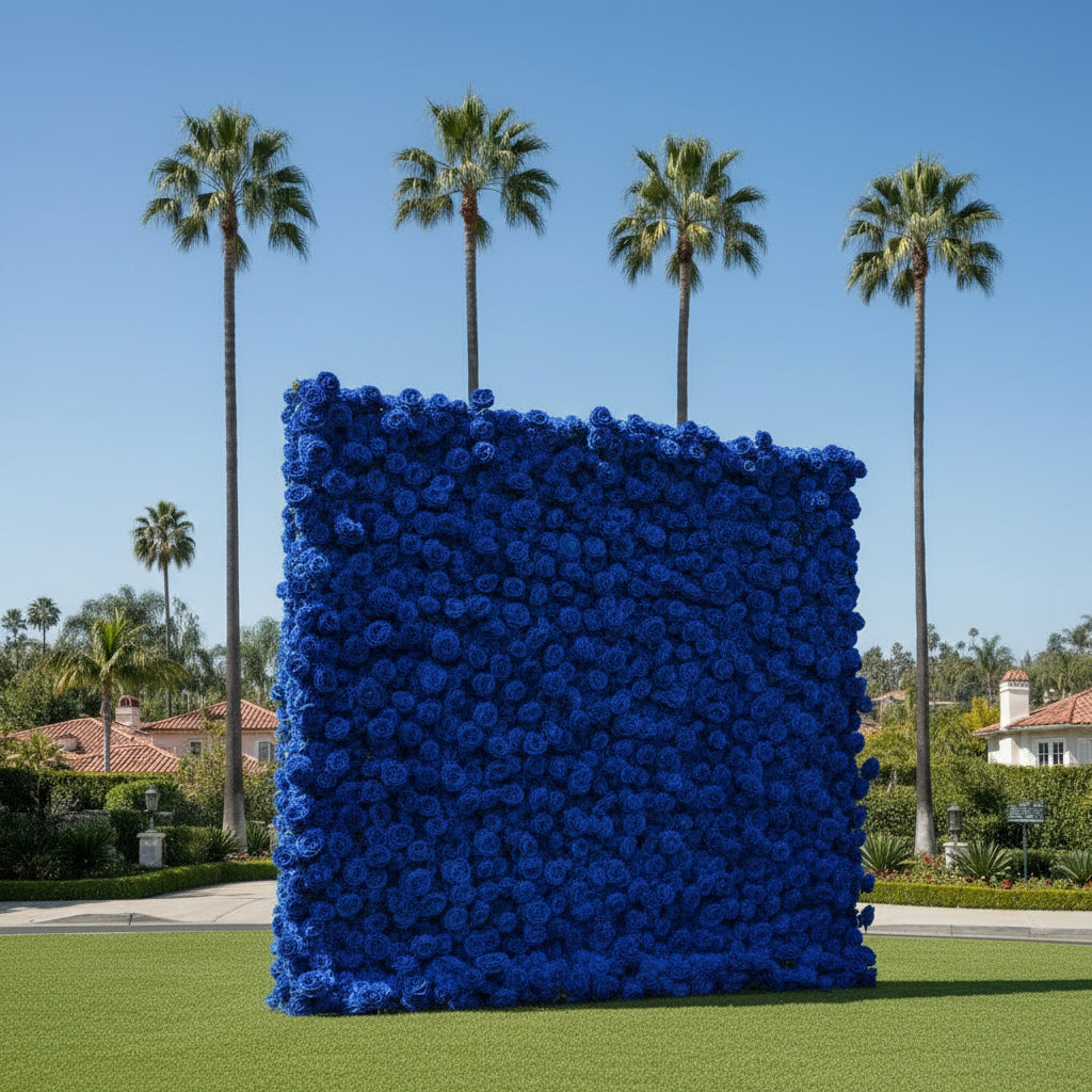 Deluxe Deep Blue Wild Rose Flower Wall - 023