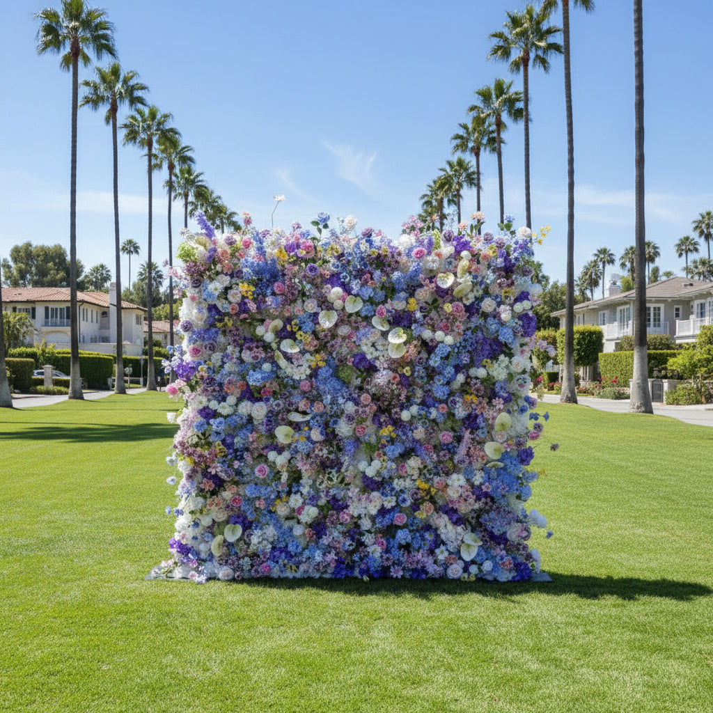 Blue, Pink, Yellow and White Pastel Premium Flower Wall - 276