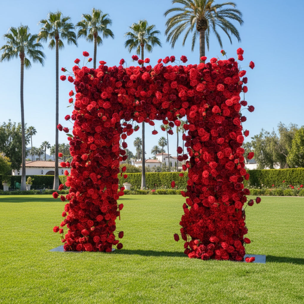 Red Wild Rose Floral Flower Square Arch - 5003