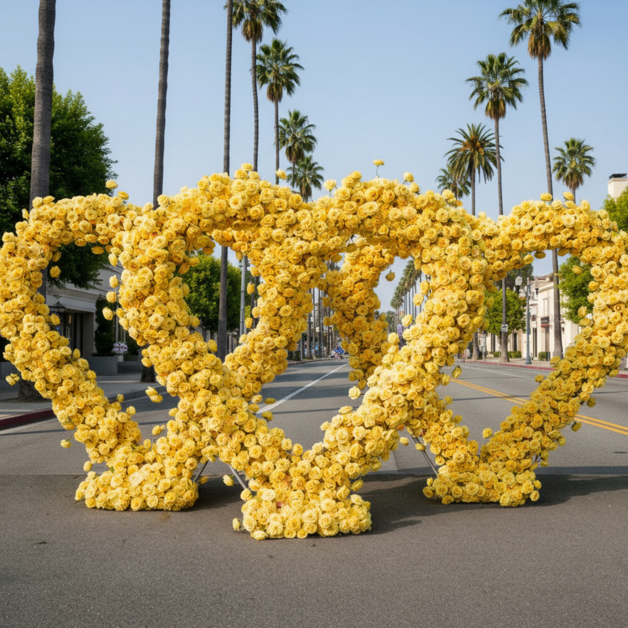 Yellow Classic Wild Rose Flower Heart Arch #4941