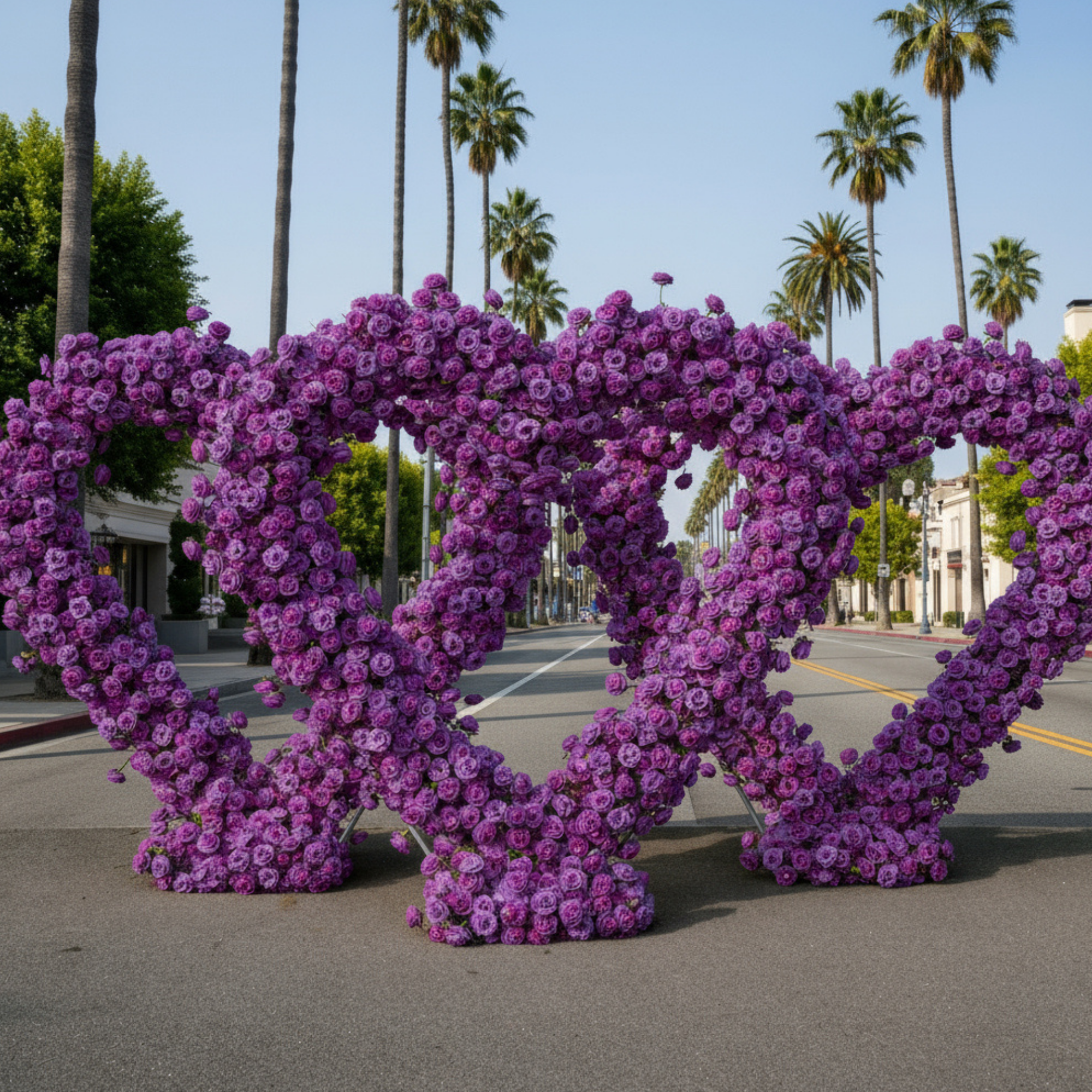 Purple Classic Wild Rose Flower Heart Arch #4939