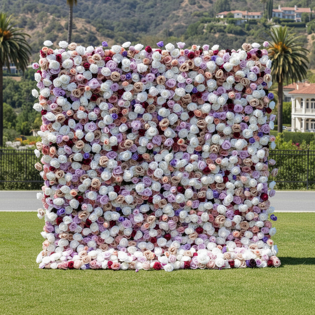 Purple and Pink Blush Cream Premium Rose Flower Wall - 193