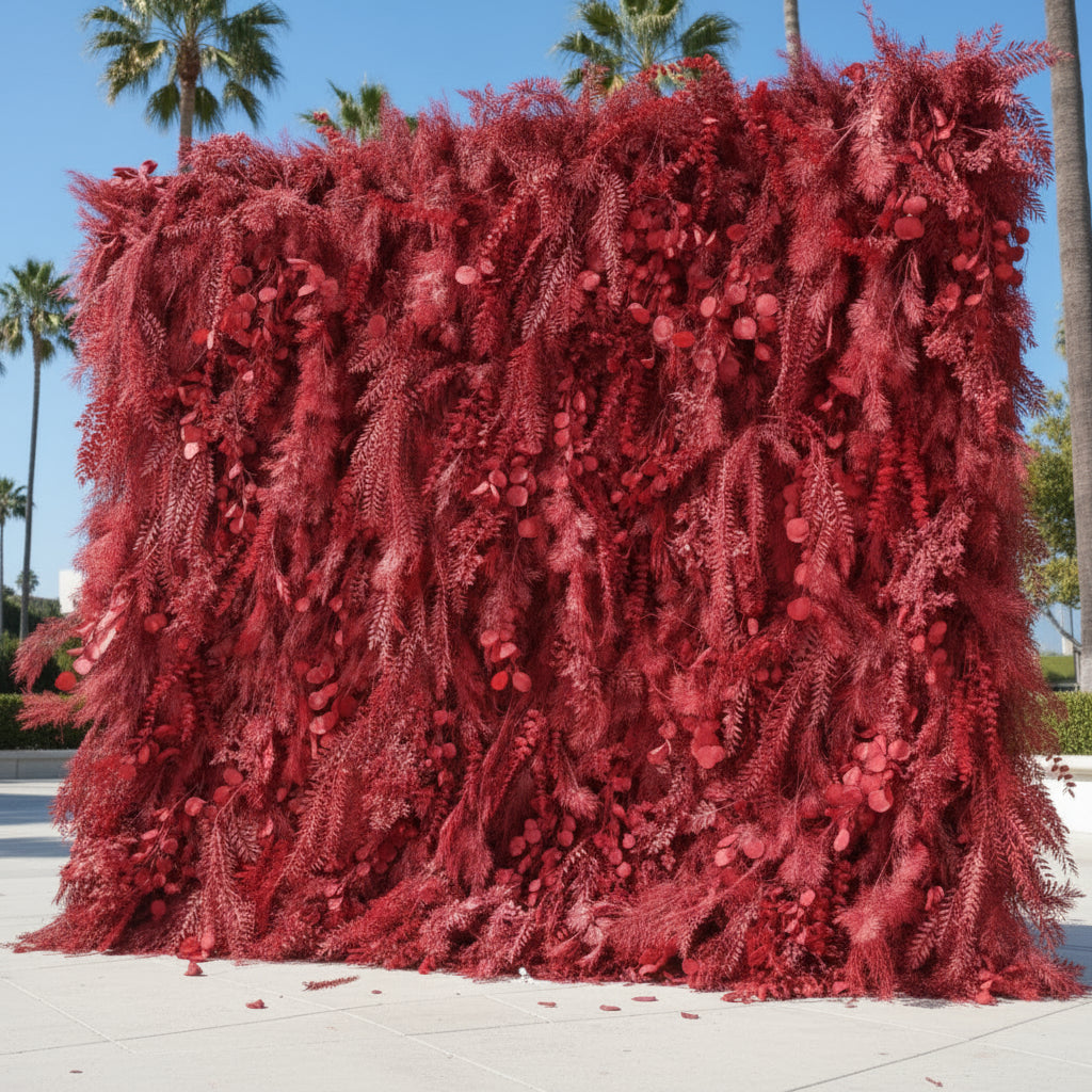 Into The Meadow Deep Red Flower Wall - 041