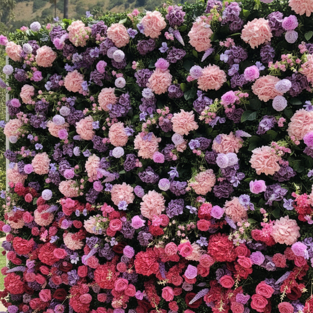 Purple & Pink Wild Hydrengea Premium Flower Wall - 223