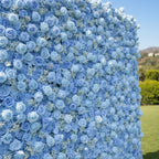 Light Blue Rose & Babys Breath Flower Wall - 334