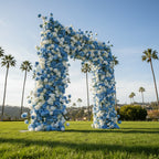 White & Blue Wild Rose Premium Floral Square Arch - 5004